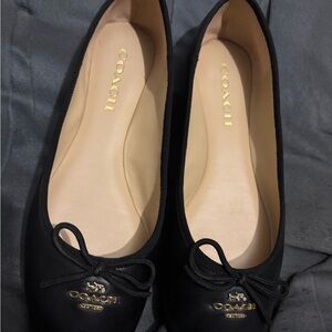 Coach Black Flats with Gold Detailing